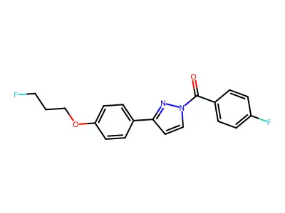 (4-fluorophenyl){3-[4-(3-fluoropropoxy)phenyl]-1H-pyrazol-1-yl}methanone structure