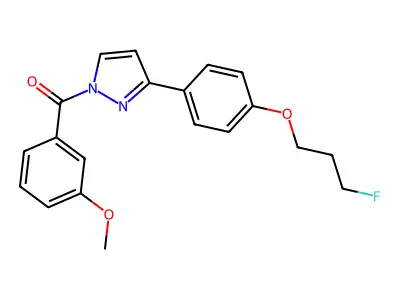 {3-[4-(3-fluoropropoxy)phenyl]-1H-pyrazol-1-yl}(3-methoxyphenyl)methanone structure