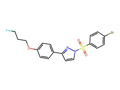1-[(4-bromophenyl)sulfonyl]-3-[4-(3-fluoropropoxy)phenyl]-1H-pyrazole structure