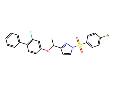 1-[(4-bromophenyl)sulfonyl]-3-{1-[(2-fluoro[1,1'-biphenyl]-4-yl)oxy]ethyl}-1H-pyrazole structure