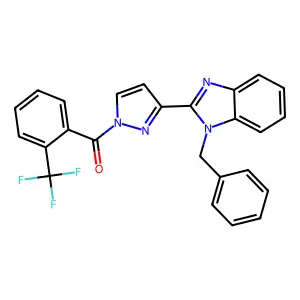 [3-(1-benzyl-1H-1,3-benzimidazol-2-yl)-1H-pyrazol-1-yl][2-(trifluoromethyl)phenyl]methanone structure