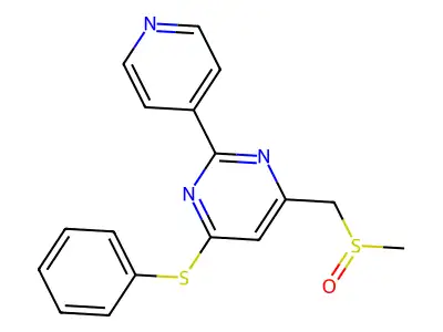 4-((Methylsulfinyl)methyl)-6-(phenylsulfanyl)-2-(4-pyridinyl)pyrimidine structure