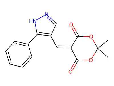 2,2-dimethyl-5-[(3-phenyl-1H-pyrazol-4-yl)methylene]-1,3-dioxane-4,6-dione structure