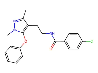 4-chloro-N-[2-(1,3-dimethyl-5-phenoxy-1H-pyrazol-4-yl)ethyl]benzenecarboxamide structure