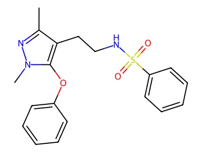 N-[2-(1,3-dimethyl-5-phenoxy-1H-pyrazol-4-yl)ethyl]benzenesulfonamide structure