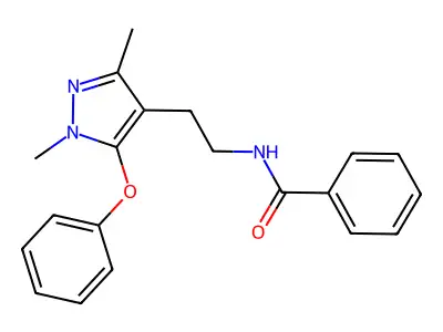 N-[2-(1,3-dimethyl-5-phenoxy-1H-pyrazol-4-yl)ethyl]benzenecarboxamide structure