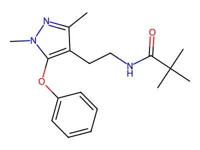 N-[2-(1,3-dimethyl-5-phenoxy-1H-pyrazol-4-yl)ethyl]-2,2-dimethylpropanamide structure