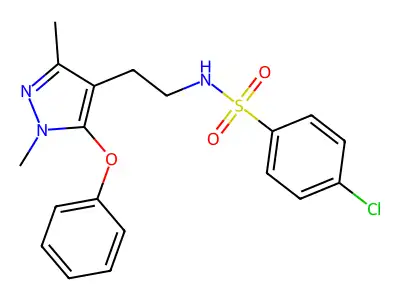 4-chloro-N-[2-(1,3-dimethyl-5-phenoxy-1H-pyrazol-4-yl)ethyl]benzenesulfonamide structure