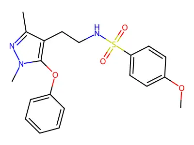 N-[2-(1,3-dimethyl-5-phenoxy-1H-pyrazol-4-yl)ethyl]-4-methoxybenzenesulfonamide structure