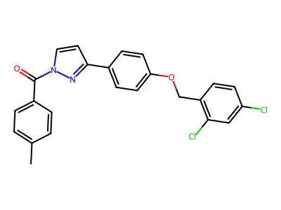 [3-[4-[(2,4-dichlorophenyl)methoxy]phenyl]pyrazol-1-yl]-(4-methylphenyl)methanone structure