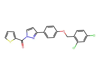 (3-{4-[(2,4-dichlorobenzyl)oxy]phenyl}-1H-pyrazol-1-yl)(2-thienyl)methanone structure