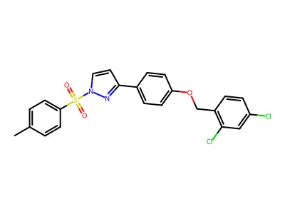 3-{4-[(2,4-dichlorobenzyl)oxy]phenyl}-1-[(4-methylphenyl)sulfonyl]-1H-pyrazole structure