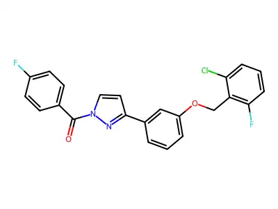 (3-{3-[(2-chloro-6-fluorobenzyl)oxy]phenyl}-1H-pyrazol-1-yl)(4-fluorophenyl)methanone structure