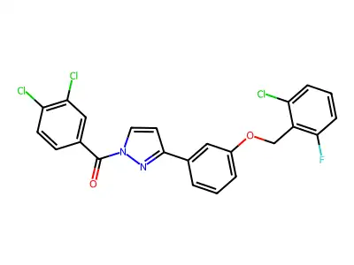(3-{3-[(2-chloro-6-fluorobenzyl)oxy]phenyl}-1H-pyrazol-1-yl)(3,4-dichlorophenyl)methanone structure