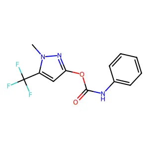 1-methyl-5-(trifluoromethyl)-1H-pyrazol-3-yl N-phenylcarbamate structure