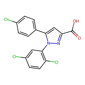 5-(4-chlorophenyl)-1-(2,5-dichlorophenyl)-1H-pyrazole-3-carboxylic acid structure