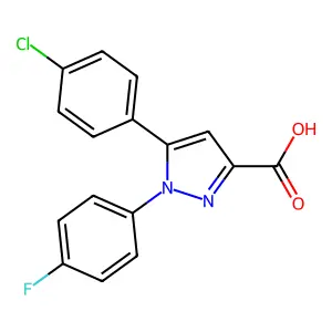 5-(4-Chlorophenyl)-1-(4-fluorophenyl)-1H-pyrazole-3-carboxylic acid structure