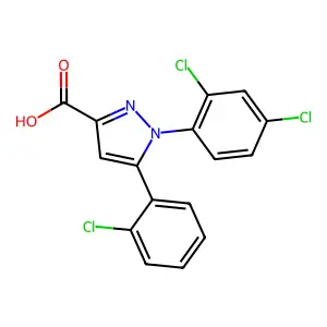 5-(2-chlorophenyl)-1-(2,4-dichlorophenyl)-1H-pyrazole-3-carboxylic acid structure