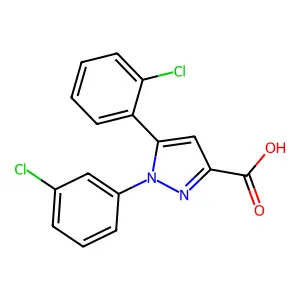 5-(2-Chlorophenyl)-1-(3-chlorophenyl)-1H-pyrazole-3-carboxylic acid structure