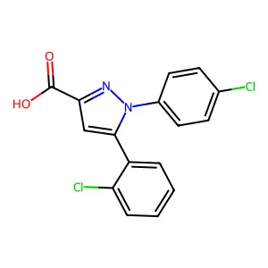 5-(2-chlorophenyl)-1-(4-chlorophenyl)-1H-pyrazole-3-carboxylic acid structure