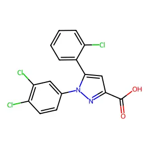 5-(2-chlorophenyl)-1-(3,4-dichlorophenyl)-1H-pyrazole-3-carboxylic acid structure