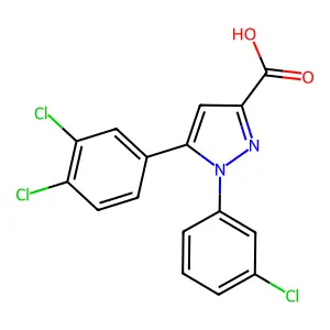 1-(3-chlorophenyl)-5-(3,4-dichlorophenyl)-1H-pyrazole-3-carboxylic acid structure