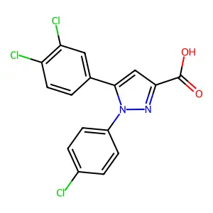 1-(4-chlorophenyl)-5-(3,4-dichlorophenyl)-1H-pyrazole-3-carboxylic acid structure