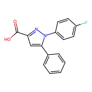 1-(4-fluorophenyl)-5-phenyl-1H-pyrazole-3-carboxylic acid structure