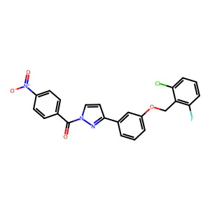 (3-{3-[(2-chloro-6-fluorobenzyl)oxy]phenyl}-1H-pyrazol-1-yl)(4-nitrophenyl)methanone structure