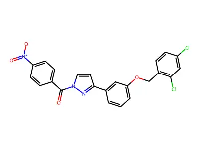 [3-[3-[(2,4-Dichlorophenyl)methoxy]phenyl]pyrazol-1-yl]-(4-nitrophenyl)methanone structure