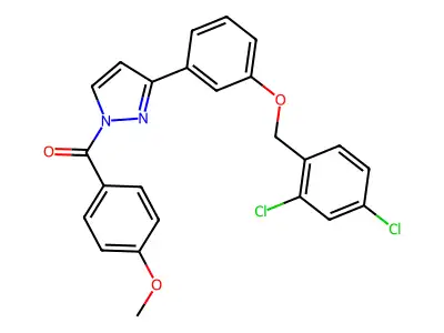 [3-[3-[(2,4-dichlorophenyl)methoxy]phenyl]pyrazol-1-yl]-(4-methoxyphenyl)methanone structure