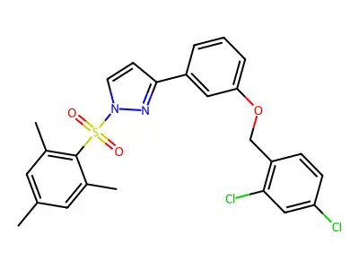 3-{3-[(2,4-dichlorobenzyl)oxy]phenyl}-1-(mesitylsulfonyl)-1H-pyrazole structure