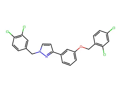 3-[3-[(2,4-Dichlorophenyl)methoxy]phenyl]-1-[(3,4-dichlorophenyl)methyl]pyrazole structure