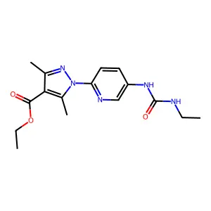 ethyl 1-(5-{[(ethylamino)carbonyl]amino}-2-pyridinyl)-3,5-dimethyl-1H-pyrazole-4-carboxylate structure