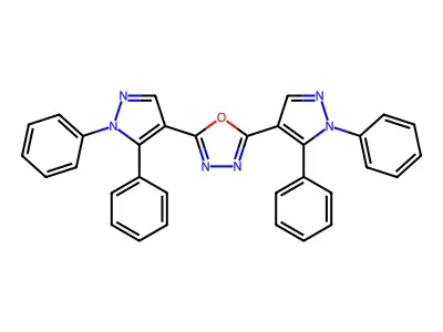 2,5-Bis(1,5-diphenylpyrazol-4-yl)-1,3,4-oxadiazole structure