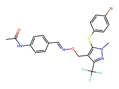 N-(4-{[({5-[(4-BROMOPHENYL)SULFANYL]-1-METHYL-3-(TRIFLUOROMETHYL)PYRAZOL-4-YL}METHOXY)IMINO]METHYL}PHENYL)ACETAMIDE structure