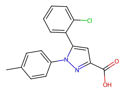 5-(2-chlorophenyl)-1-(4-methylphenyl)-1H-pyrazole-3-carboxylic acid structure