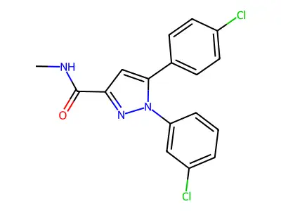 1-(3-chlorophenyl)-5-(4-chlorophenyl)-N-methyl-1H-pyrazole-3-carboxamide structure