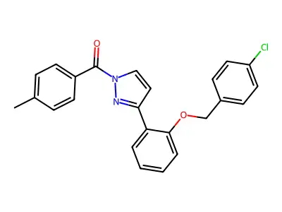 [3-[2-[(4-Chlorophenyl)methoxy]phenyl]pyrazol-1-yl]-(4-methylphenyl)methanone structure