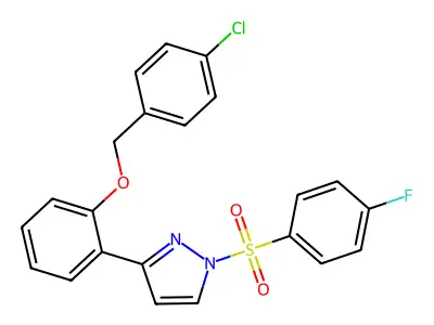 3-{2-[(4-chlorobenzyl)oxy]phenyl}-1-[(4-fluorophenyl)sulfonyl]-1H-pyrazole structure