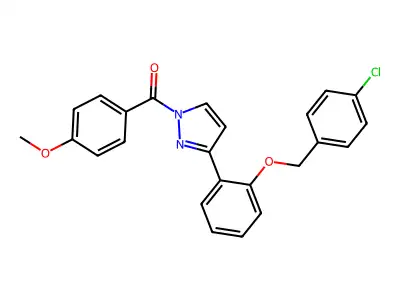 [3-[2-[(4-Chlorophenyl)methoxy]phenyl]pyrazol-1-yl]-(4-methoxyphenyl)methanone structure