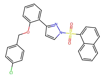 3-{2-[(4-chlorobenzyl)oxy]phenyl}-1-(1-naphthylsulfonyl)-1H-pyrazole structure