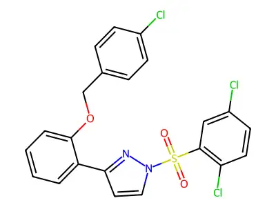 3-{2-[(4-chlorobenzyl)oxy]phenyl}-1-[(2,5-dichlorophenyl)sulfonyl]-1H-pyrazole structure