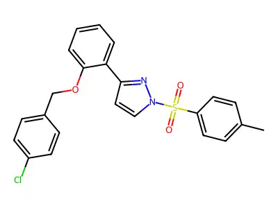3-{2-[(4-chlorobenzyl)oxy]phenyl}-1-[(4-methylphenyl)sulfonyl]-1H-pyrazole structure