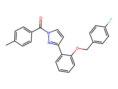 (3-{2-[(4-fluorobenzyl)oxy]phenyl}-1H-pyrazol-1-yl)(4-methylphenyl)methanone structure