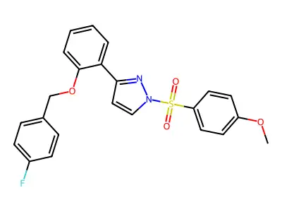 3-{2-[(4-fluorobenzyl)oxy]phenyl}-1-[(4-methoxyphenyl)sulfonyl]-1H-pyrazole structure