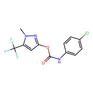 1-methyl-5-(trifluoromethyl)-1H-pyrazol-3-yl N-(4-chlorophenyl)carbamate structure