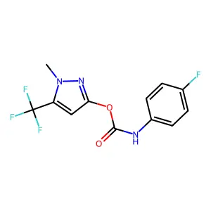 1-methyl-5-(trifluoromethyl)-1H-pyrazol-3-yl N-(4-fluorophenyl)carbamate structure