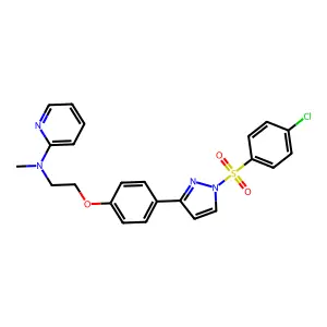 N-[2-(4-{1-[(4-chlorophenyl)sulfonyl]-1H-pyrazol-3-yl}phenoxy)ethyl]-N-methyl-2-pyridinamine structure
