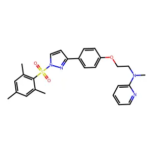 N-(2-{4-[1-(mesitylsulfonyl)-1H-pyrazol-3-yl]phenoxy}ethyl)-N-methyl-2-pyridinamine structure